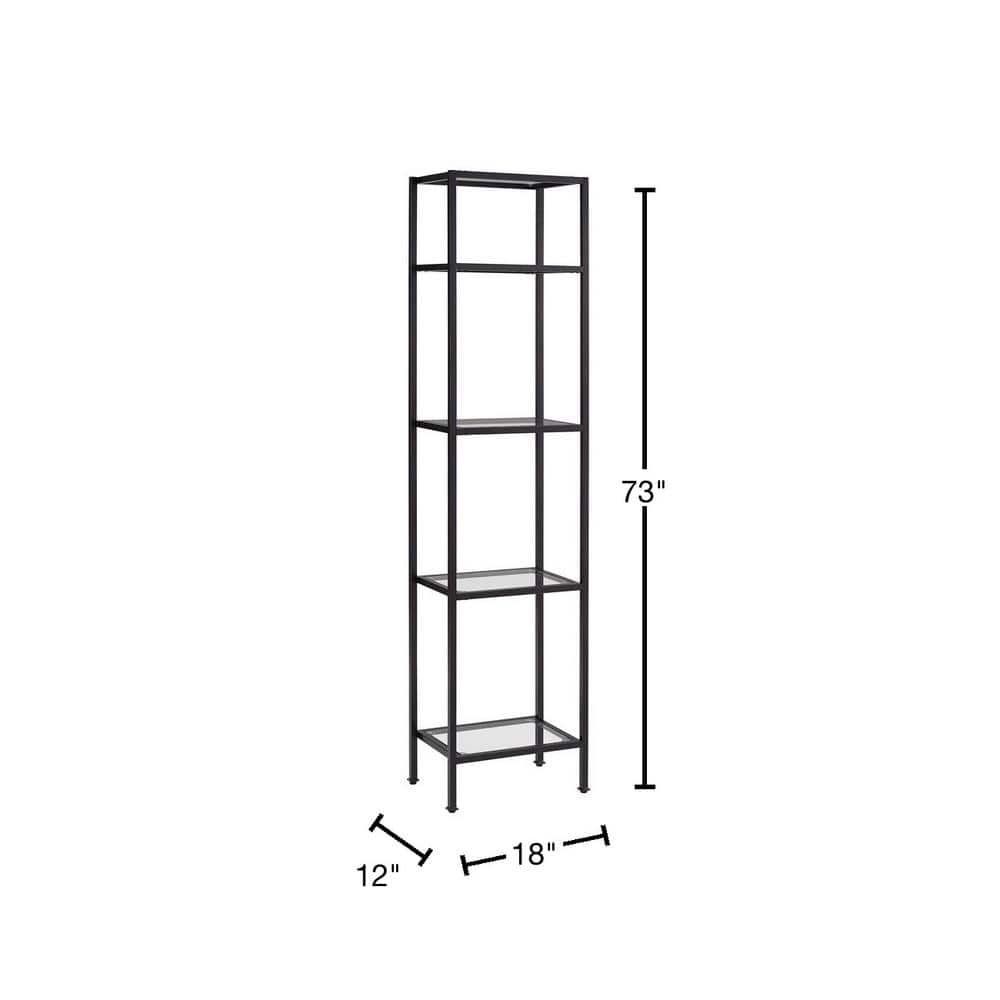 Sleek Aimee Narrow Oil-Rubbed Bronze Etagere with Tempered Glass Shelves