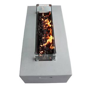 42 in. 50,000 BTU Rectangular MGO Concrete Gas Outdoor Patio Fire Pit Table in Grey with Filler and Cover