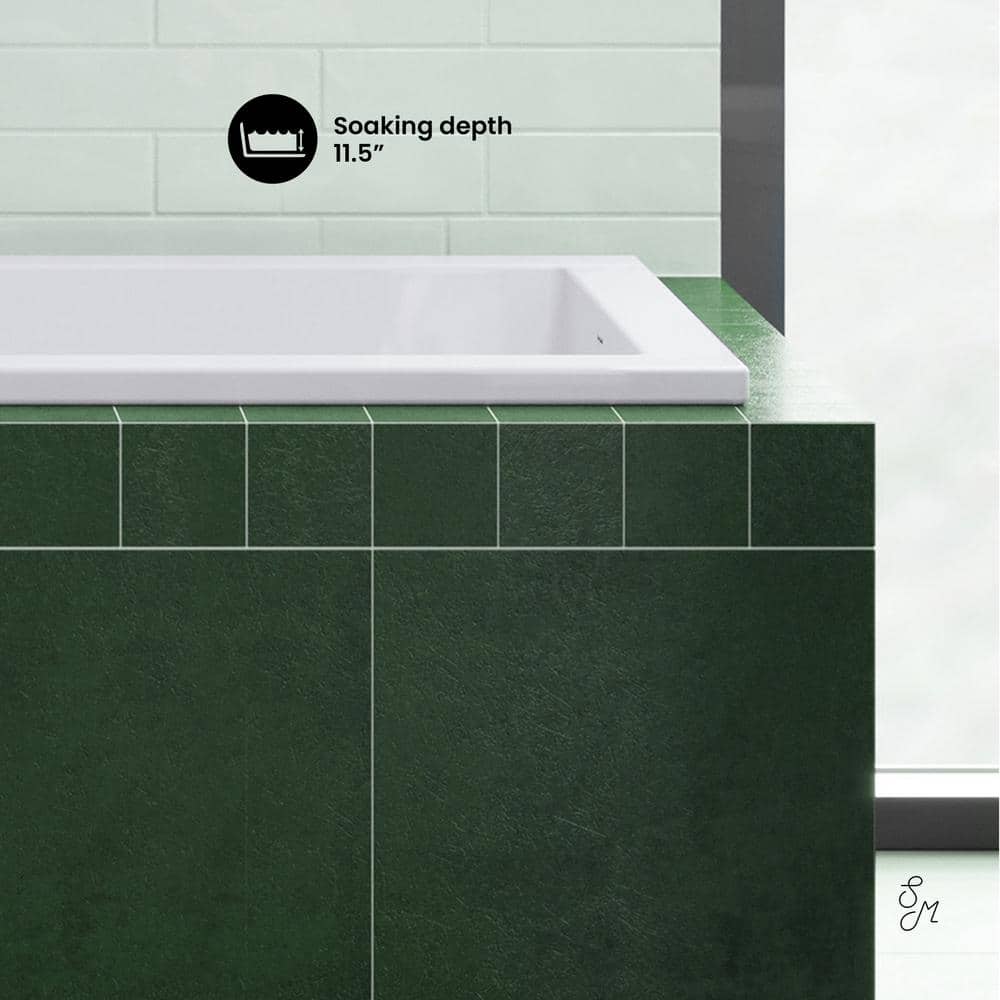 White Acrylic 30" Drop-In Bathtub with Glossy Finish
