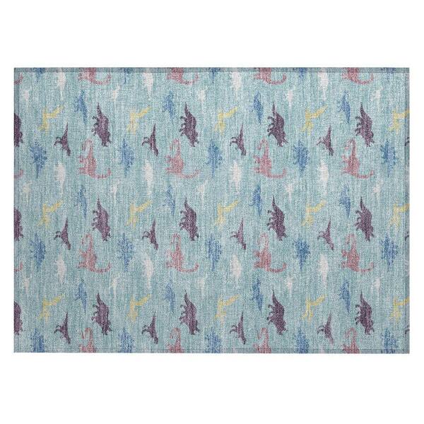 Chantille Machine Washable Indoor/Outdoor Abstract ACN2622 Aqua 2 ft. x 3 ft. Accent Rug