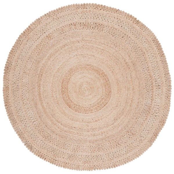 SAFAVIEH Natural Fiber Beige 7 ft. x 7 ft. Woven Floral Round Area Rug
