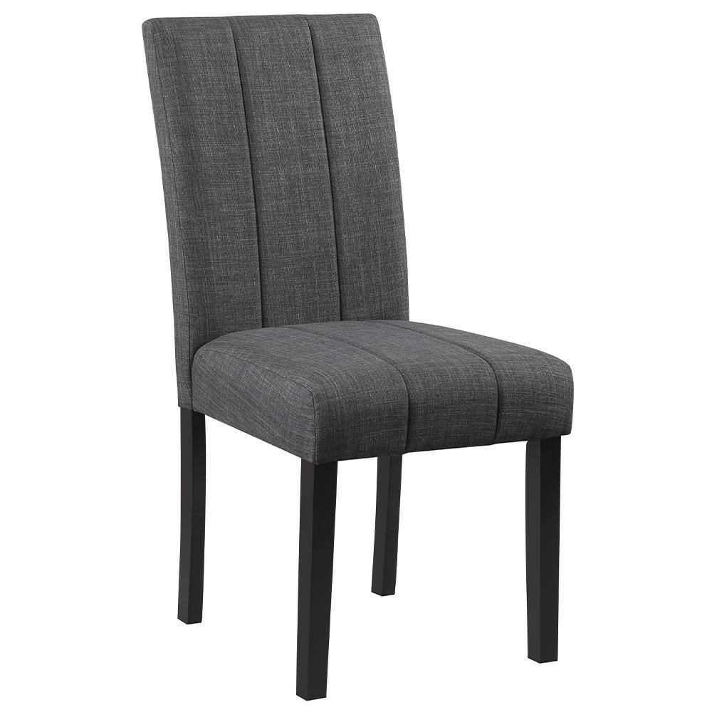 Kusa 45" Round Black Engineering Stone Dining Set with Gray Upholstered Chairs