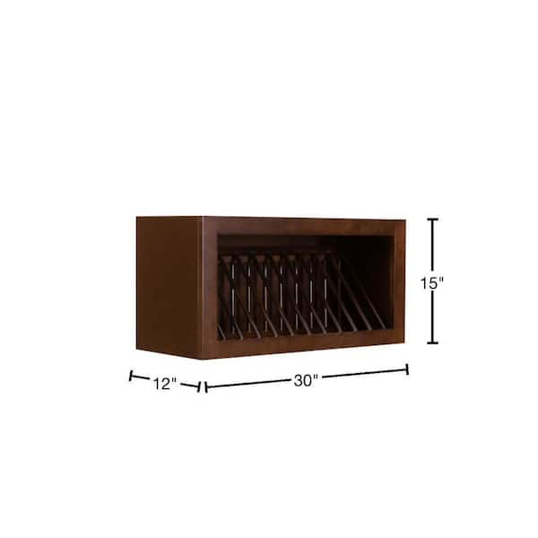 LIFEART CABINETRY Anchester Assembled 30 in. x 15 in. x 12 in. Wall Dish Holder Cabinet in Dark Espresso
