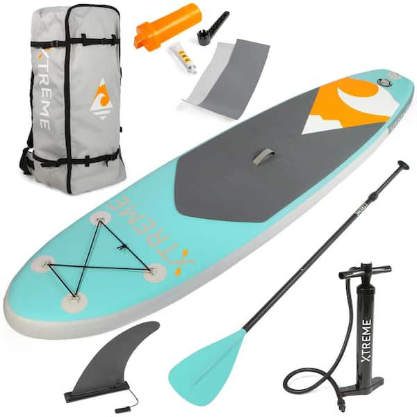 XtremepowerUS Ultimate 10 ft. Aqua PVC Inflatable Stand Up Paddle-Board with SUP Paddle and Essentials