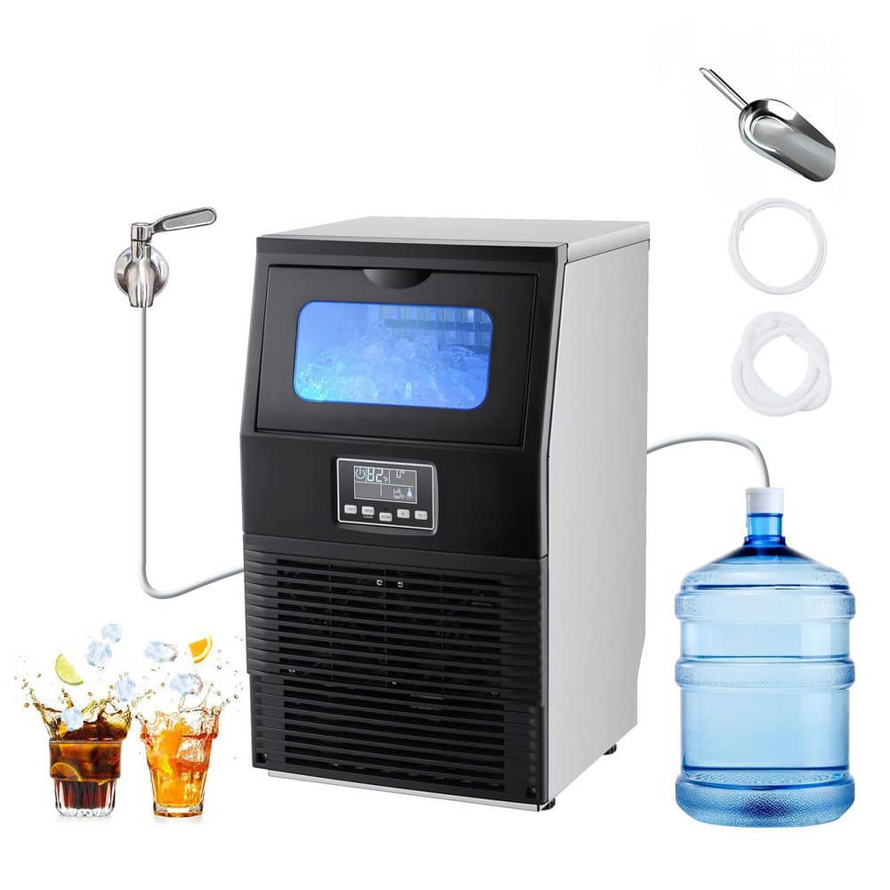 13.19 in. W Commercial Ice Maker Machine 90 lbs. /24H Full Size Cube 12 lbs. Storage Capacity Freestanding Black