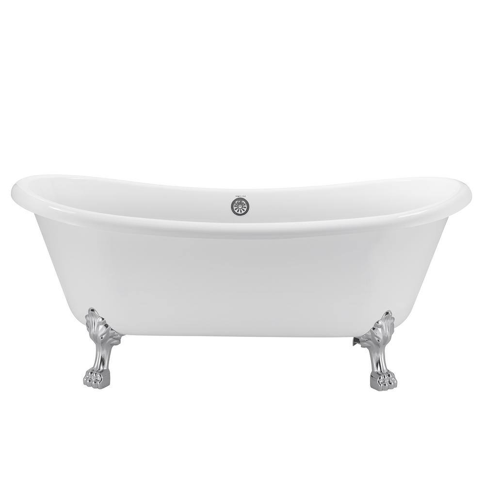 JimsMaison 67 in. Acrylic Double Slipper Clawfoot NonWhirlpool Bathtub