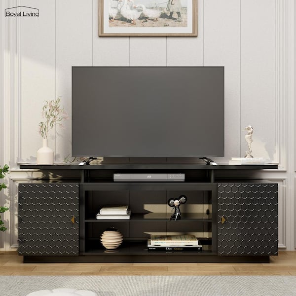 Boyel Living Black TV Stand Fits TVs up to 70 to 80 in.