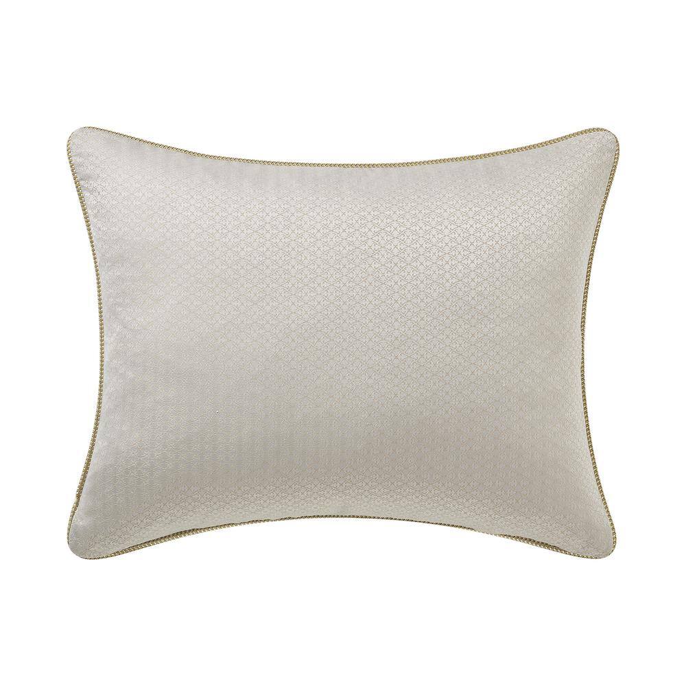 Ivory and Gold Jacquard Queen Comforter Set with Reversible Shams