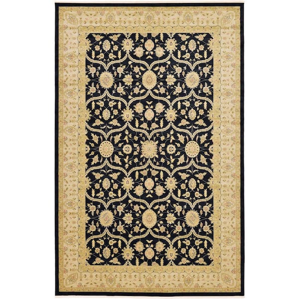Unique Loom Edinburgh Tansy Black 10' 6 x 16' 5 Area Rug