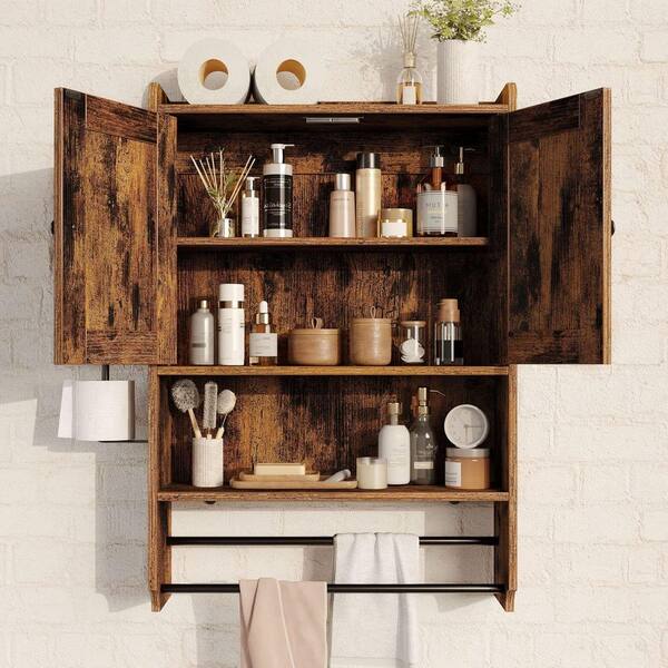 Bathroom Shelf for Small Space, Rustic Brown