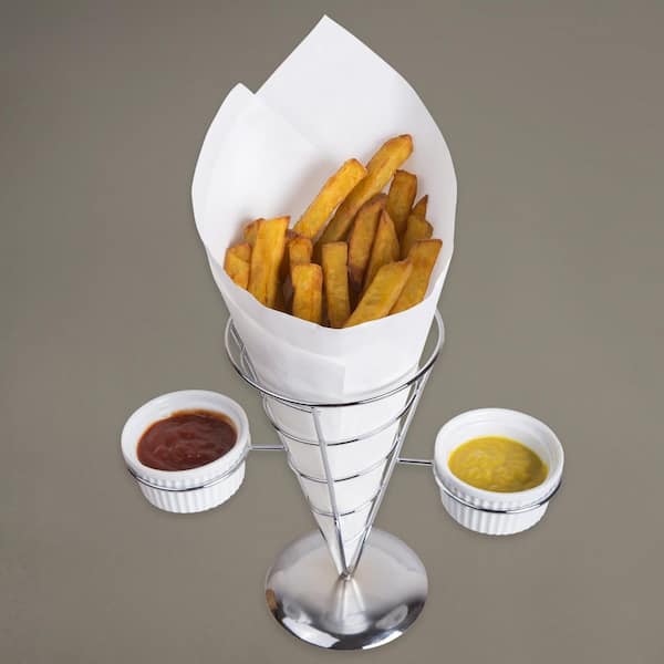 Creative Home Chrome Works French Fry Set 9 x 5 x 8 1/2 in. with 2 Ceramic