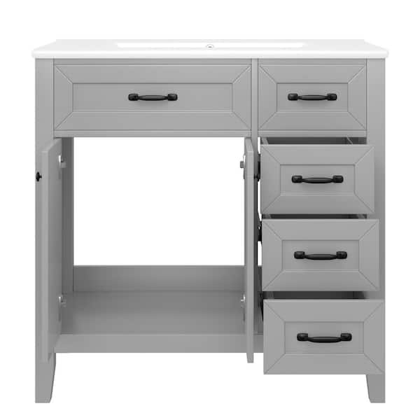 Ziyudura 36 in. Single Sink Freestanding Grey Bath Vanity with