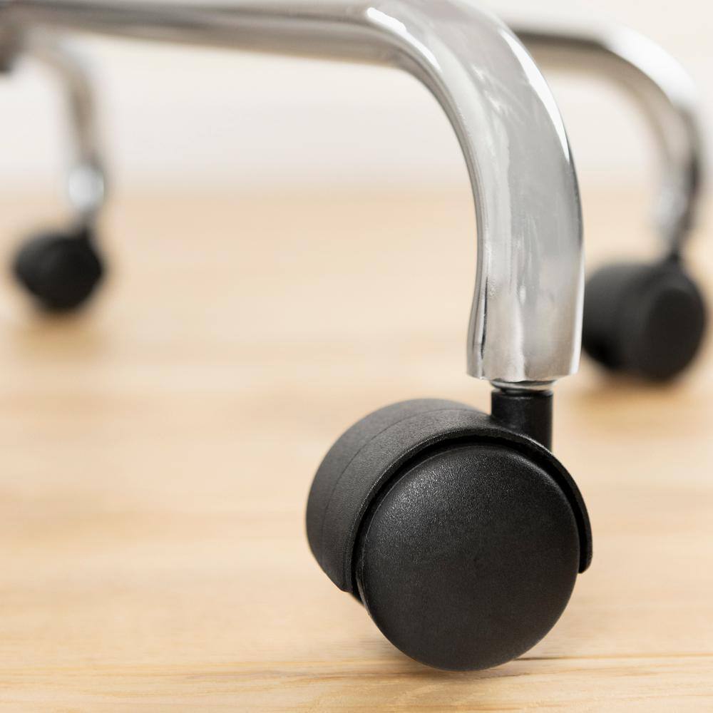 Black and Chrome Metal Swivel Task Chair with Fixed Arms