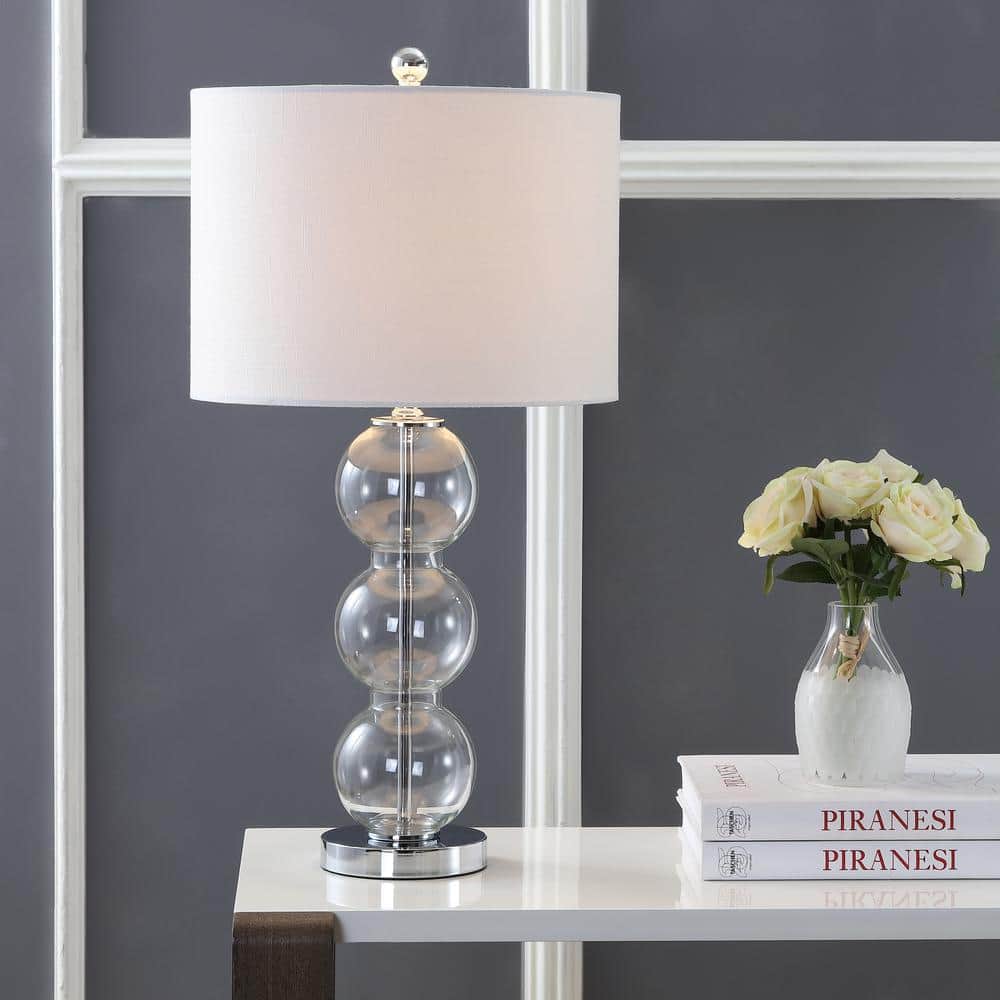 Alexa-Enabled Contemporary White Linen Drum Desk Lamp Set