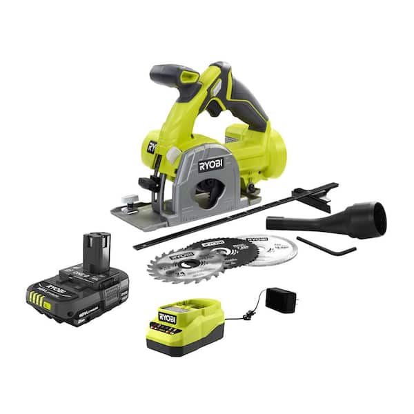 RYOBI ONE+ 18V Cordless 3-3/8 in. Multi-Material Saw with 2.0 Ah Battery and Charger