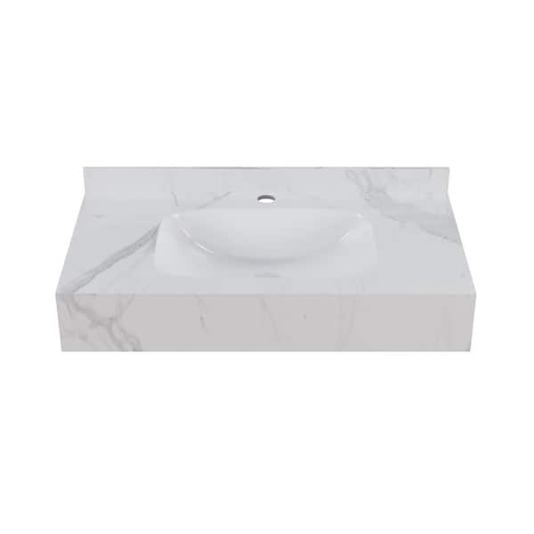 Avancer 36'' Wall Mount Sink in White Marble
