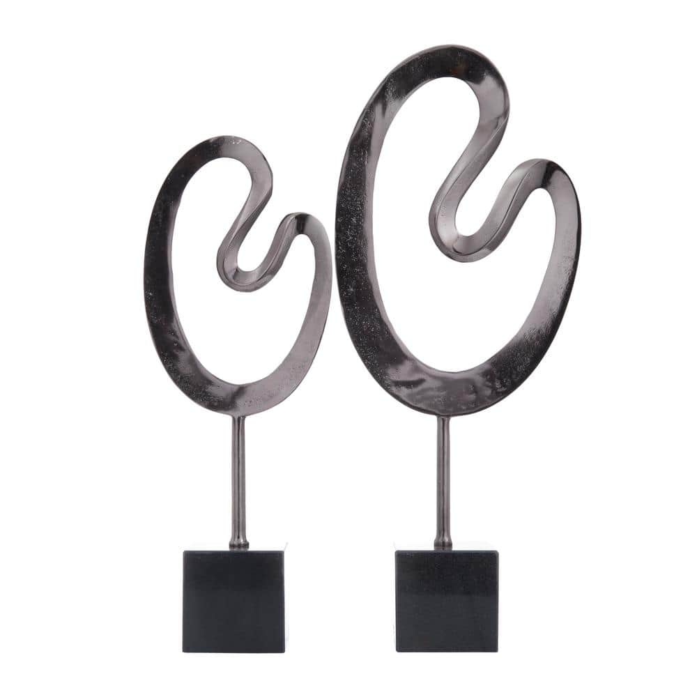 CosmoLiving by Cosmopolitan Black Marble Abstract Sculpture with Black ...