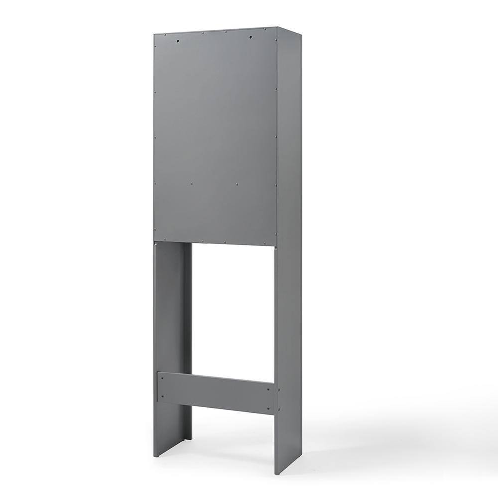 Gray Over-the-Toilet Storage Cabinet with Adjustable Shelving