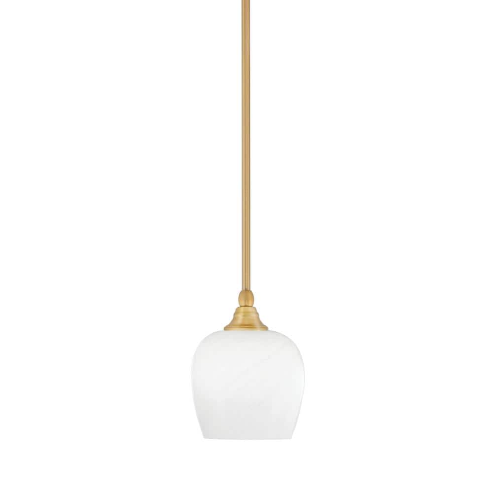 Sparta 100-Watt 1-Light New Age Brass Shaded Pendant Light Mini Pendant wit