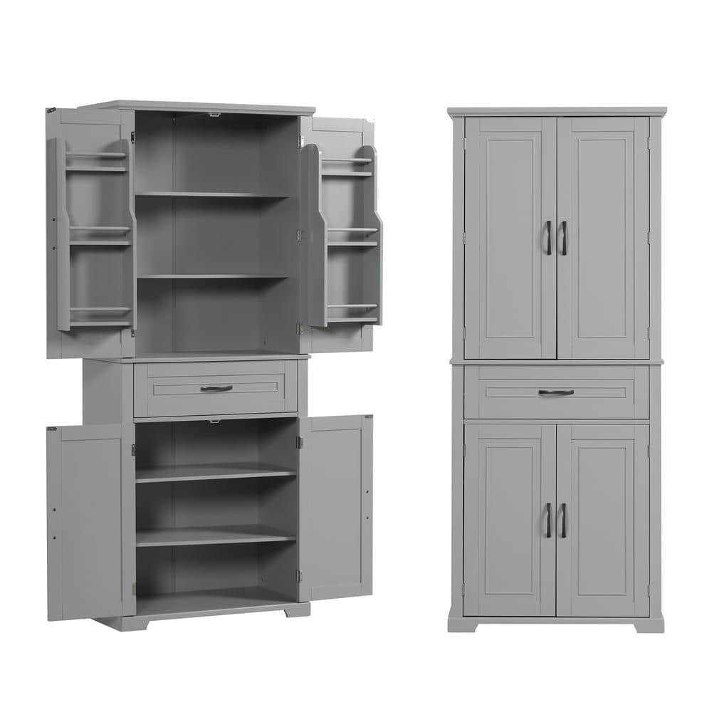 Multiple Storage Space 30 in. W x 15.7 in. D x 72 in. H Gray Linen ...