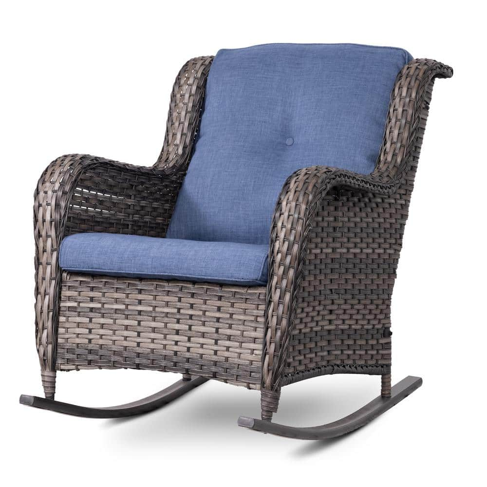 blue wicker rocking chair