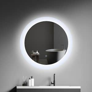 Yuris 24 in. W x 24 in. H Round Frameless Anti-Fog Brightness LED Wall Mount Bathroom Vanity Mirror in Silver