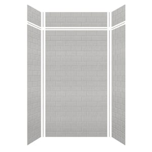Saramar 48 in. W x 96 in. H x 36 in. D 6-Piece Glue to Wall Alcove Shower Wall Kit with Extension in Grey Beach