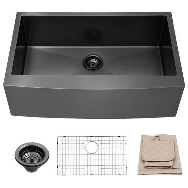 Boyel Living 36 In Undermount Sink Deep Single Bowl Sink 21 Gauge Stainless Steel Kitchen Sink Sl Lab3621r1 The Home Depot