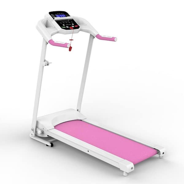 Tidoin 2.5 HP Pink Metal Folding Electric Treadmill with LED Display and 265 lb. Weight Capacity