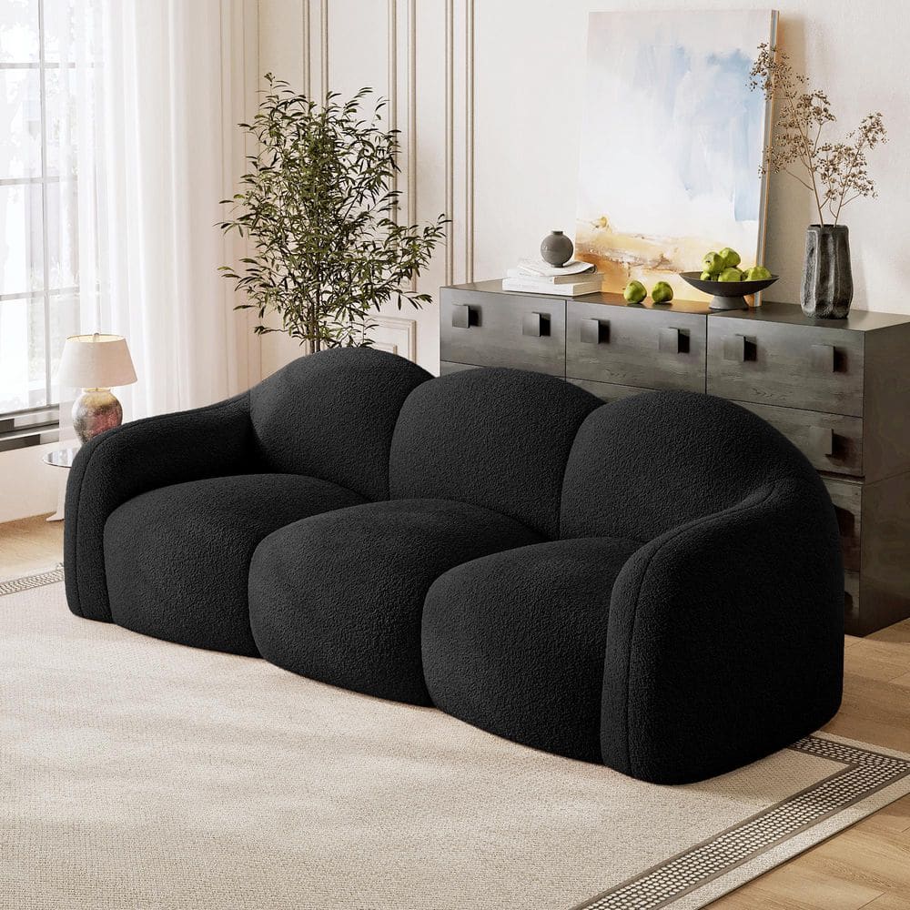 Magic Home Bubble Sofa, 90 in. 3-Seater Premium Teddy Velvet