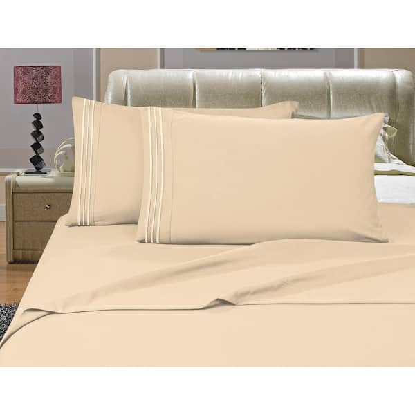 Heavy Winter Taupe Solid 4 PCs Sheet Set 12 In 1000TC Egyptian Cotton King Size 