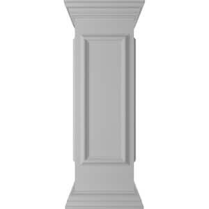 End 40 in. x 12 in. White Box Newel Post with Panel, Flat Capital and Base Trim (Installation Kit Included)