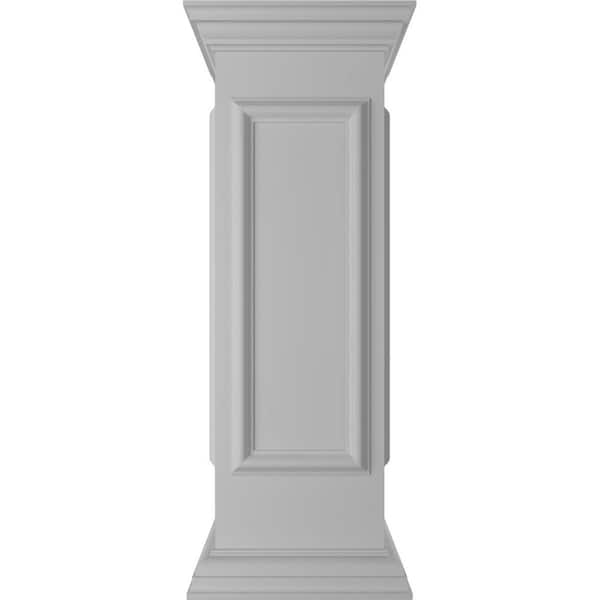 Ekena Millwork End 40 in. x 12 in. White Box Newel Post with Panel, Flat Capital and Base Trim (Installation Kit Included)