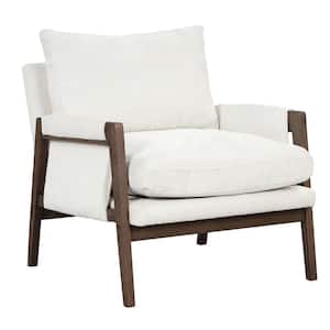 White Velvet Arm Chair with Thick Seat Cushion