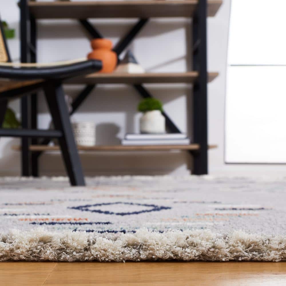 Marrakesh Grey and Blue Rust 8' x 10' Hand-Knotted Wool Rug