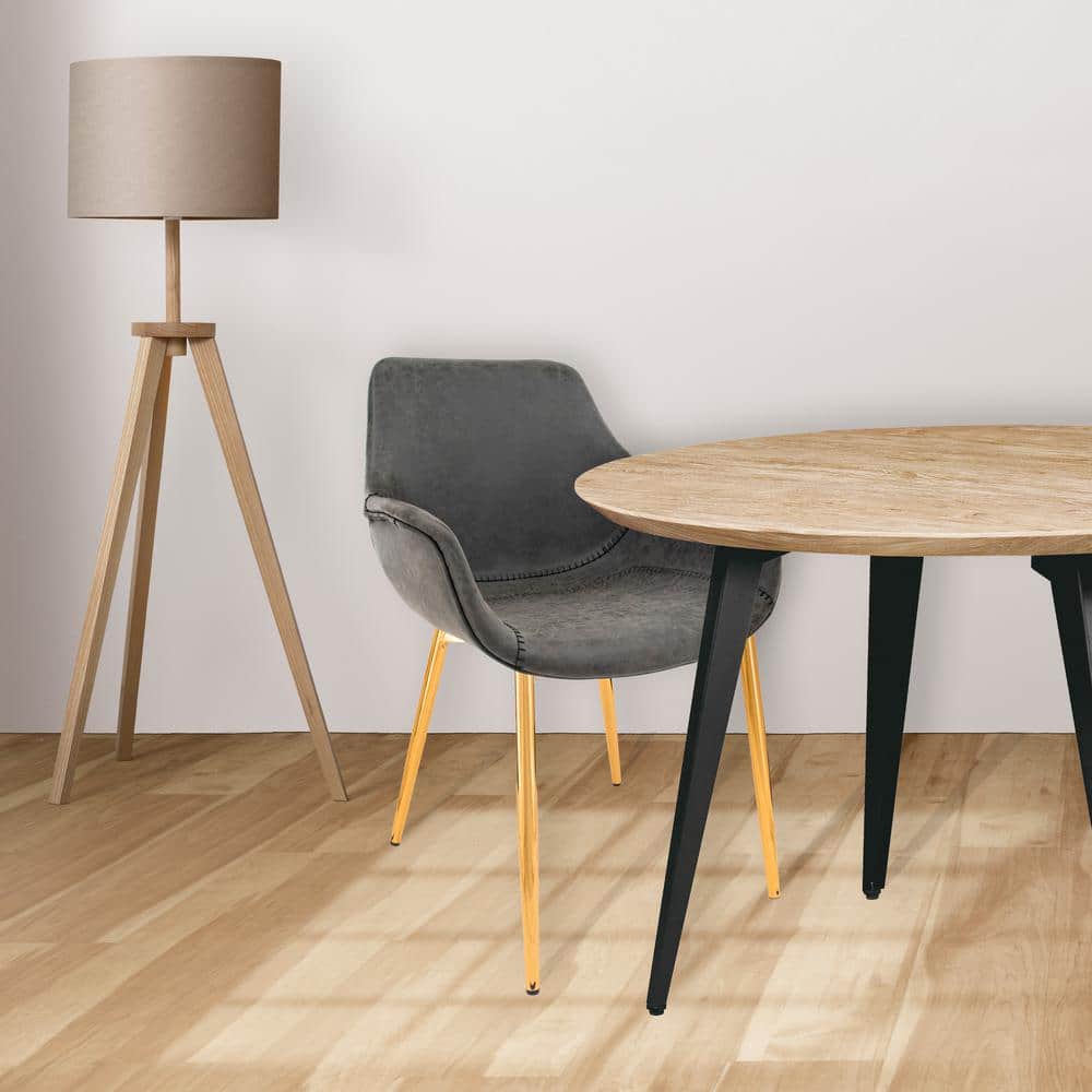 Charcoal Black Metal Arm Chair with Modern Design
