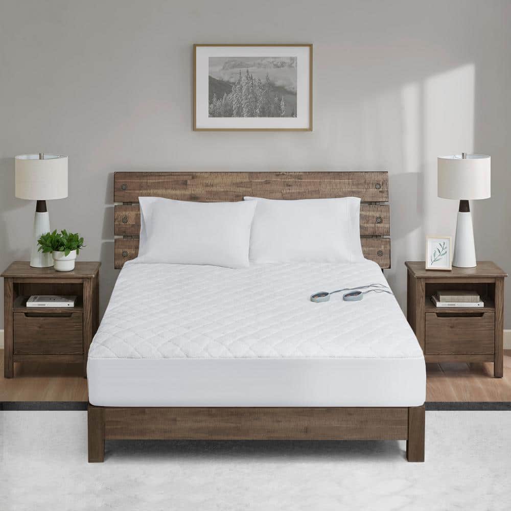 Twin XL White Heated Faux Shearling Mattress Pad