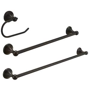 3-Piece Bath Hardware Set Accessories 18,24 in. Towel Bars and Toilet Paper Holder Towel Ring in Oil Rubbed Bronze