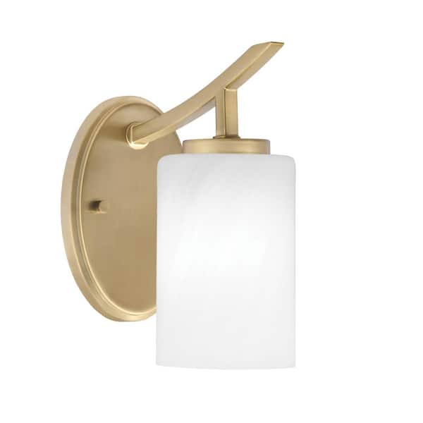 Unbranded Siena 1-Light New Age Brass Uplight Wall Sconce with White Marble Glass Shades