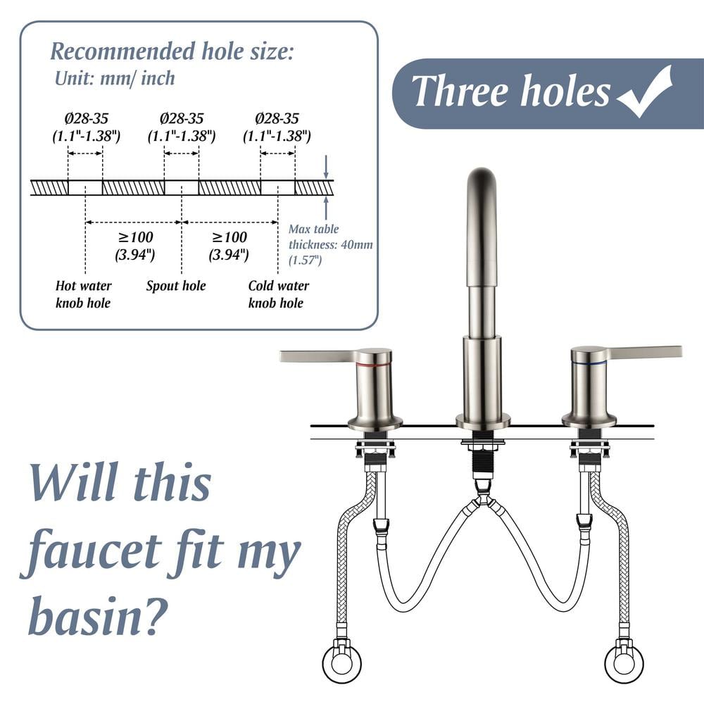 Brushed Nickel 8-Inch Widespread Double Handle Bathroom Faucet