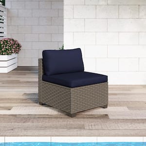 Keys Metal Outdoor Sectional with Cobalt Cushions