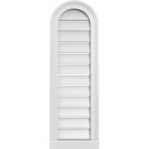12 in. x 36 in. Round Top White PVC Paintable Gable Louver Vent Functional