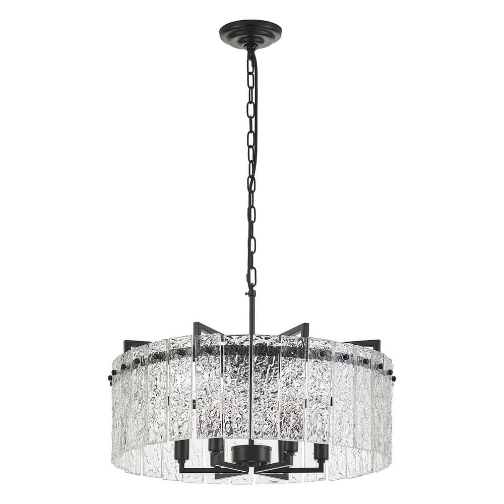 Modern 6-Light Black lsland Chandelier Luxury Ceiling Light with Glam Glass Drum Shade for Dining Room No Bulbs Included price history on PriceWatchPro