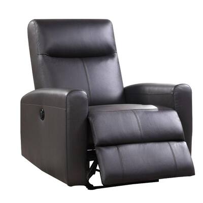 Brown Leatherette Power Recliner with Tufted Back