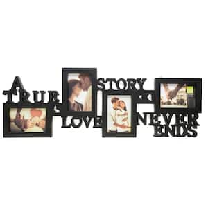 Collage Frame - True Love, Holds 4 - 4"x6" Photos, Black