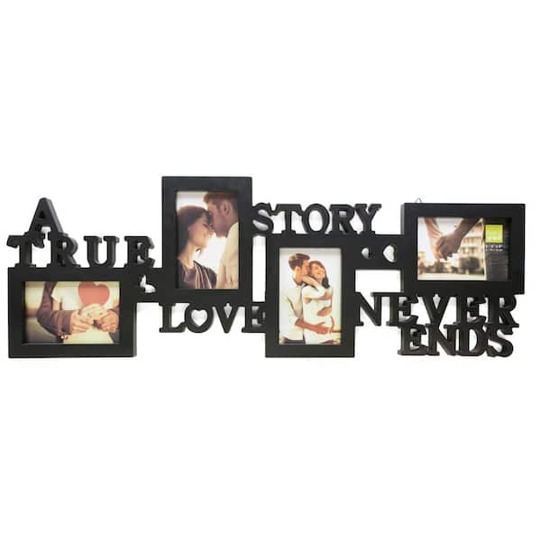 kieragrace Collage Frame - True Love, Holds 4 - 4"x6" Photos, Black