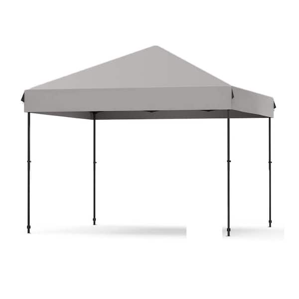 10 ft. x 10 ft. Instant Pop Up Canopy Tent Easy Setup Sun Shelter in Gray with Adjustable Height