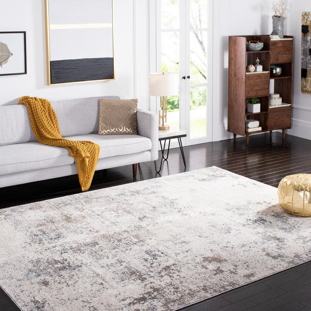 Abstract Textured Gray Synthetic 8' x 10' Area Rug