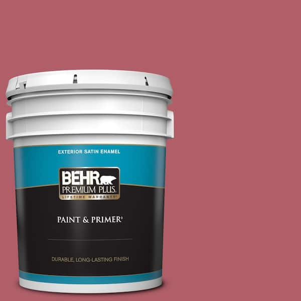 BEHR PREMIUM PLUS 5 gal. #130D-5 Rhubarb Satin Enamel Exterior Paint & Primer