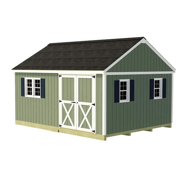 Crafter's Connection 16 ft. x 12 ft. Wood Shed Kit with Spacious Barn Doors and FortressFloor